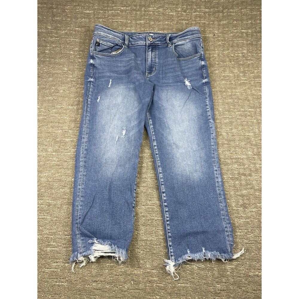KanCan Vintage Destructed Cuff Boyfriend Cropped Jeans Size 16 #113575